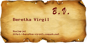 Beretka Virgil névjegykártya